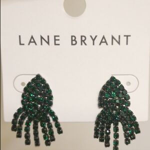 LANE BRYANT Bejeweled Earrings Black and Emerald Green NWT
